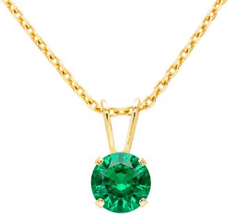 SuperJeweler 1 Carat Gemstone Solitaire Pendant Necklace in Gold with Free Chain - Multiple Gemstone Options Available