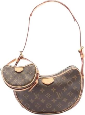 Louis Vuitton Pre-owned Vintage Canvas Shoulder Bag - Dames - Vintage Schoudertas - Bruin - ONE Size - Leer - Vintage