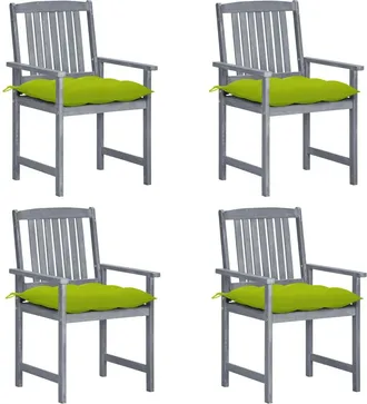 vidaXL Vidaxl - Sillas De Jard&iacute;n Con Cojines 4 Uds Madera Maciza De Acacia Gris