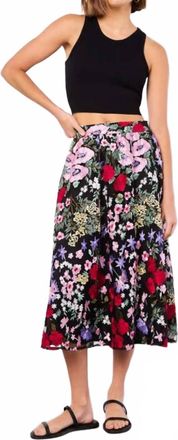 Apricot Floral Embroidered Skirt In Black Multi