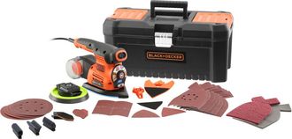Black+Decker Lijadora M&uacute;ltiple Con Cable Autoselect - 220 W - Velocidad M&aacute;xima 3000 Rpm - 21 Accesorios - Se Suministra En Caja De Herramientas (ka280lka-qs)