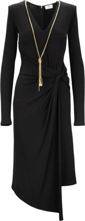 Elisabetta Franchi Asymmetrische Jurk met Rits en Ketting - Dames - Casual kleedjes - Zwart - S - Kleedjes