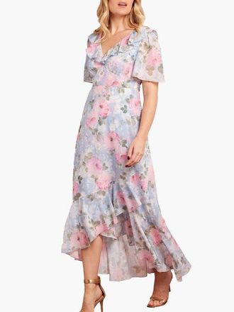 Needle & Thread Camilles Garden V-Neck Ankle Gown in Skylight at Nordstrom, Size 16