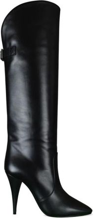 Saint Laurent Harper Laarzen - Dames - Laarzen met Hak - Zwart - 37 EU - Leer - Schoenen