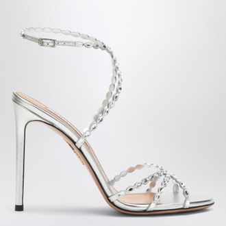 Aquazzura Love Struck silver sandals with crystals