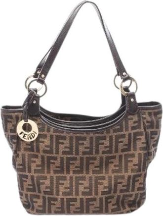 Fendi Pre-owned Zucca Canvas Leather Tote Bag - Dames - Vintage Handtas - Bruin - ONE Size - Leer - Vintage