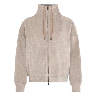 PESERICO Zip-throughs, female, Beige, M, Oversized Zip Sweatshirt