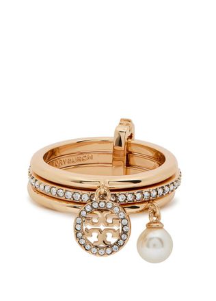 Tory Burch Icon 18kt Gold-plated Stacked Ring - 6 (L 1/2)