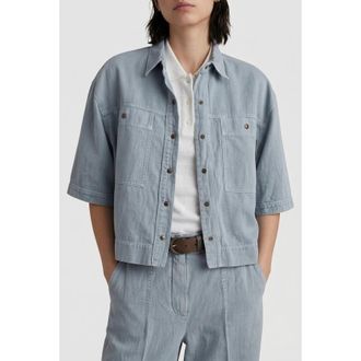 Brunello Cucinelli Light Blue Linen Blend Shirt, Brand Size 44 (US Size 10)
