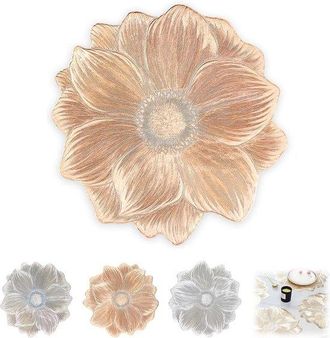 OEM 4 Manteles Individuales Creativos Pvc Flores: Impermeables Aceite, 38 X 38 Cm, Antideslizantes, Calor, Lavables, Primaveral Cotidiana (oro Rosa)