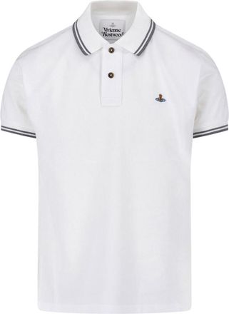 Vivienne Westwood Short-Sleeve Polo Shirt with Grey Double Stripes
