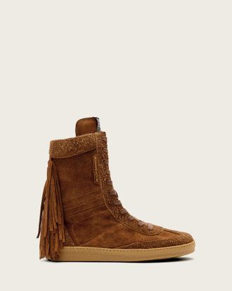 AllSaints Leather Louise Suede Fringe Trainers, Size: UK7.5/US10.5/EU40.5