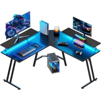 OEM Escritorio Gaming - Ecofurnix 130x130 Cm - &Aacute;ngulo L - Tablero De Fibra De Carbono - Estructura De Metal - Ergon&oacute;mico