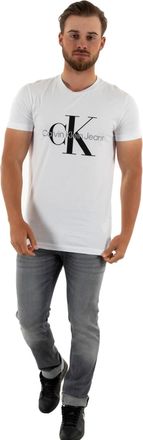 Calvin Klein Men Short-Sleeve T-Shirt Core Monologo Slim Fit, White (Bright White), XXL
