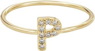 Adornia Adornia 14K Plated Cz Initial Ring