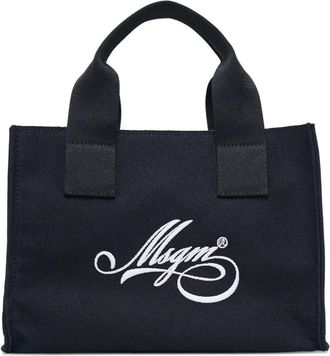 Msgm logo-embroidered tote bag - Nero