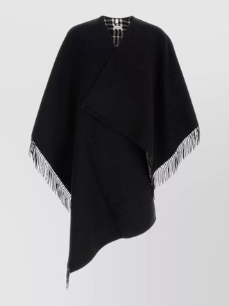 Burberry wool cape asymmetric hem fringe detailing