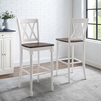 Crosley Furniture Shelby 2Pc Bar Stool Set Distressed White - 2 Stools