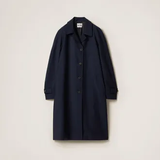 Miu Miu Single-breasted Kid Mohair Coat, Woman, Navy, Size 38