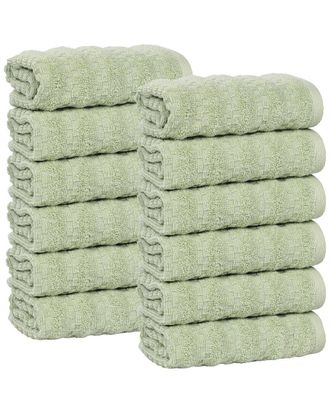 Superior Set Of 12 Zuma Zero Twist Cotton Medium Weight Washcloths