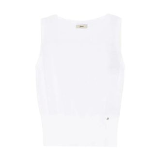 Herno Sleeveless Tops, female, White, Size: XS Sleeveless Cotton Top with Defined Waist