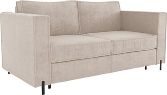 Vente-Unique Sof&aacute; cama de 4 plazas de apertura r&aacute;pida en tejido texturizado beige - Cama de 160 cm - Colch&oacute;n de 14 cm - ELORYA