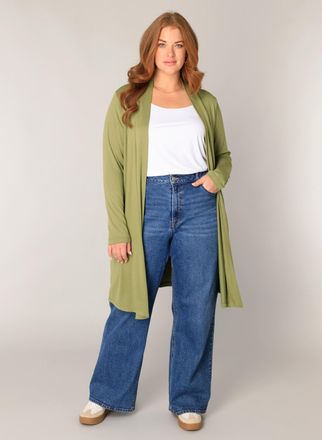 Base Level Curvy Longstrickjacke BASE LEVEL CURVY Ayla Long, Damen, Gr. 54/56, gr&uuml;n, Strick, Obermaterial: 94% Viskose, 6% Elasthan, figurumspielend knieumspielend, ei