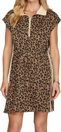 She + Sky Leopard Scrunch Waist Dress In Animal Print