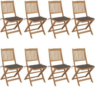 vidaXL Vidaxl - Sillas De Jard&iacute;n Plegables 8 Uds Y Cojines Madera Maciza Acacia