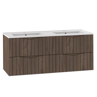 Petits Meubles Mueble lavabo encastrado estratificado marr&oacute;n negro