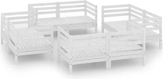 vidaXL Juego De Muebles De Jard&iacute;n 8 Pzas Madera Maciza De Pino Blanco Vidaxl