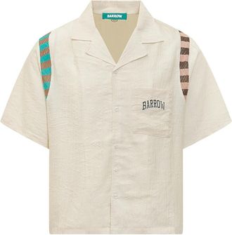 Barrow Viscose Shirt - Heren - Korte mouwen Overhemden - Beige - S - Overhemden