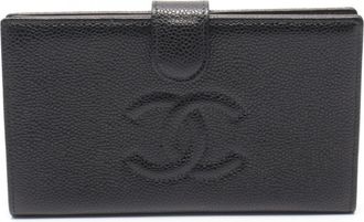 Chanel Black Leather Long Wallet (Bi-Fold) (Pre-Owned)