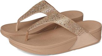 FitFlop Lulu Crystal-Mix Toe-Post Sandals Womens Sandals Metallic Classic Beige : 11 M (B), Microfiber