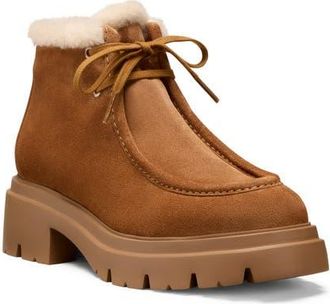 Stuart Weitzman Hudson Genuine Shearling Lined Chukka Boot in Doe/Vanilla at Nordstrom, Size 10.5