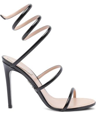 Rene Caovilla Cleo spiral-wrap patent-leather sandals - Black