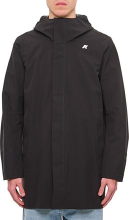 K-Way Hooded Jacket with Double-Slider Zipper and Minimalist Design