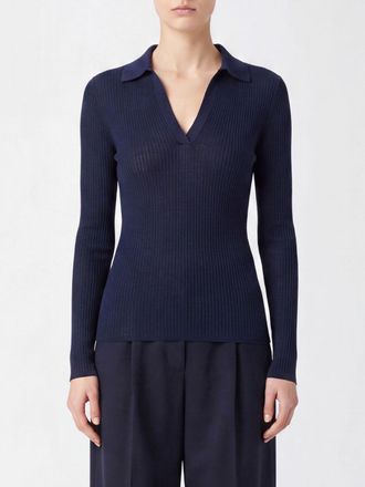 Max Mara Polo in maglia in seta e cashmere a coste con scollo a V e vestibilit&agrave; slim
