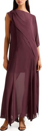 Ever New Honey Sheer Maxi Dress with Cape in Imperial Port at Nordstrom, Size 10