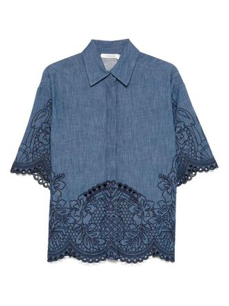 Zimmermann Coco Embroidered Denim Shirt
