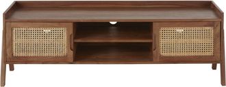 Maisons du monde Mueble de TV con 2 puertas de rejilla de mimbre 145 cm