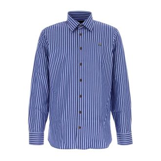 Vivienne Westwood Casual Shirts, male, Blue, Size: S Embroidered Poplin Shirt