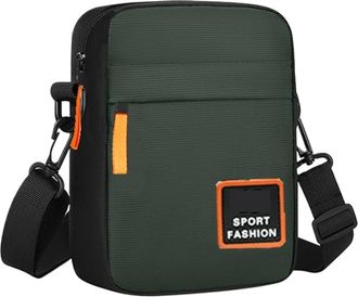 Generic Compatible For Mens single-shoulder cross-body bag with multi-layer zippers, trendy color contrast(Green)