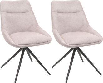 Hhg Hhg - Lote De 2 Sillas De Comedor 066, Silla De Cocina Sill&oacute;n Silla, Giratoria Autoposicionable Metal Tela/textil, Crema-beige