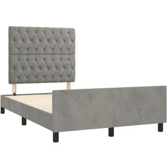 vidaXL Vidaxl - Estructura De Cama Sin Colch&oacute;n Terciopelo Gris Claro 120x190 Cm