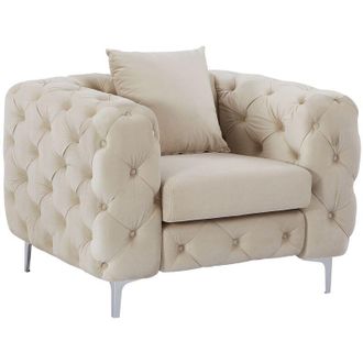 Vente-Unique Poltrona Chesterfield in velluto Beige - EDWINA