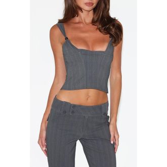 Tiger Mist Kittie Corset Top in Grey Stipe at Nordstrom, Size Xx-Small