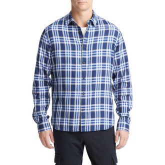 Vince Venice Plaid Button-Up Shirt in Cobalt/sand Trail at Nordstrom Rack, Size X-Small