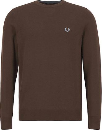 Fred Perry Round-neck Knitwear, male, Brown, Size: XL Maglione Girocollo