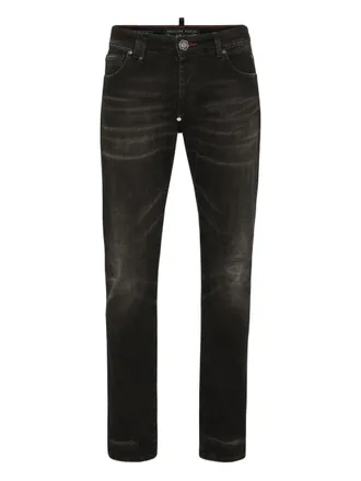 Philipp Plein whiskering-effect jeans - men - Denim - 30 - Black